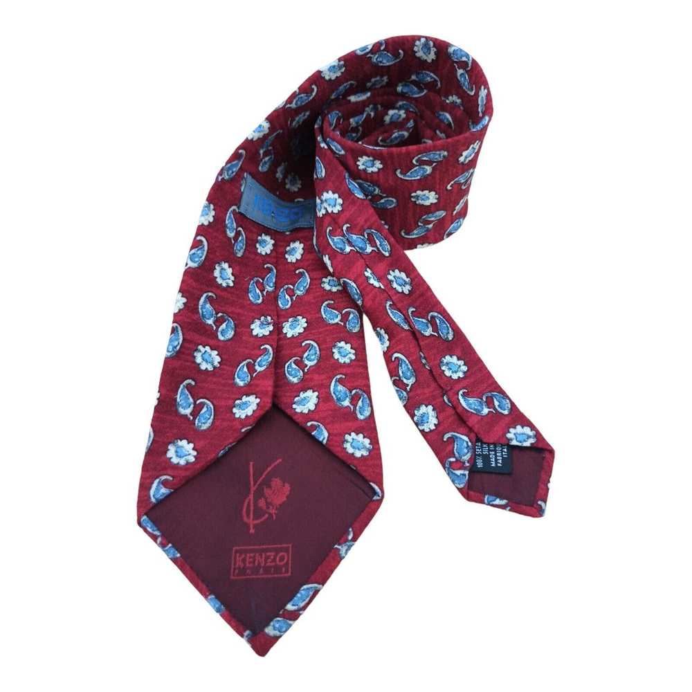 Kenzo KENZO PARIS Red Paisley Floral Silk Tie ITA… - image 5