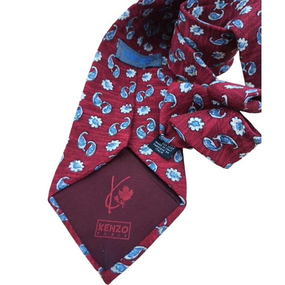 Kenzo KENZO PARIS Red Paisley Floral Silk Tie ITA… - image 8