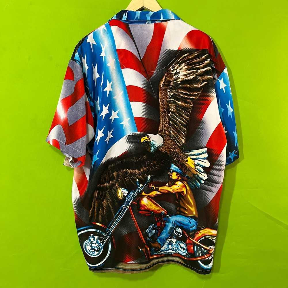 Harley Davidson XL Y2K NWT USA Eagle Biker AOP Bu… - image 3