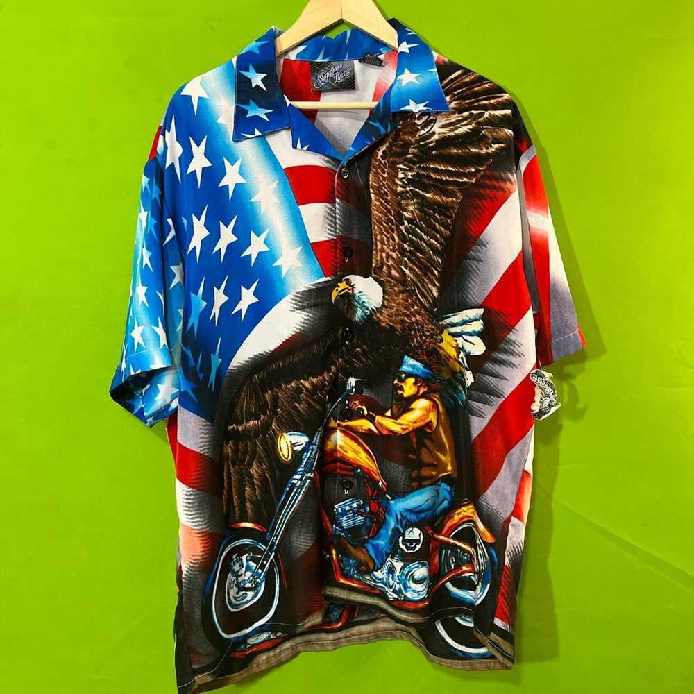 Harley Davidson XL Y2K NWT USA Eagle Biker AOP Bu… - image 4