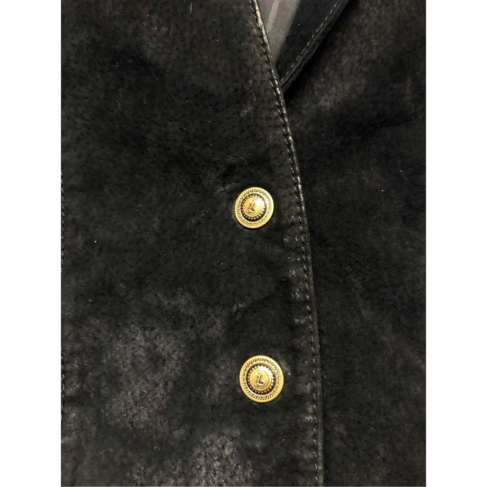 A-Line Live a Little Black 100% Leather Button Ja… - image 5