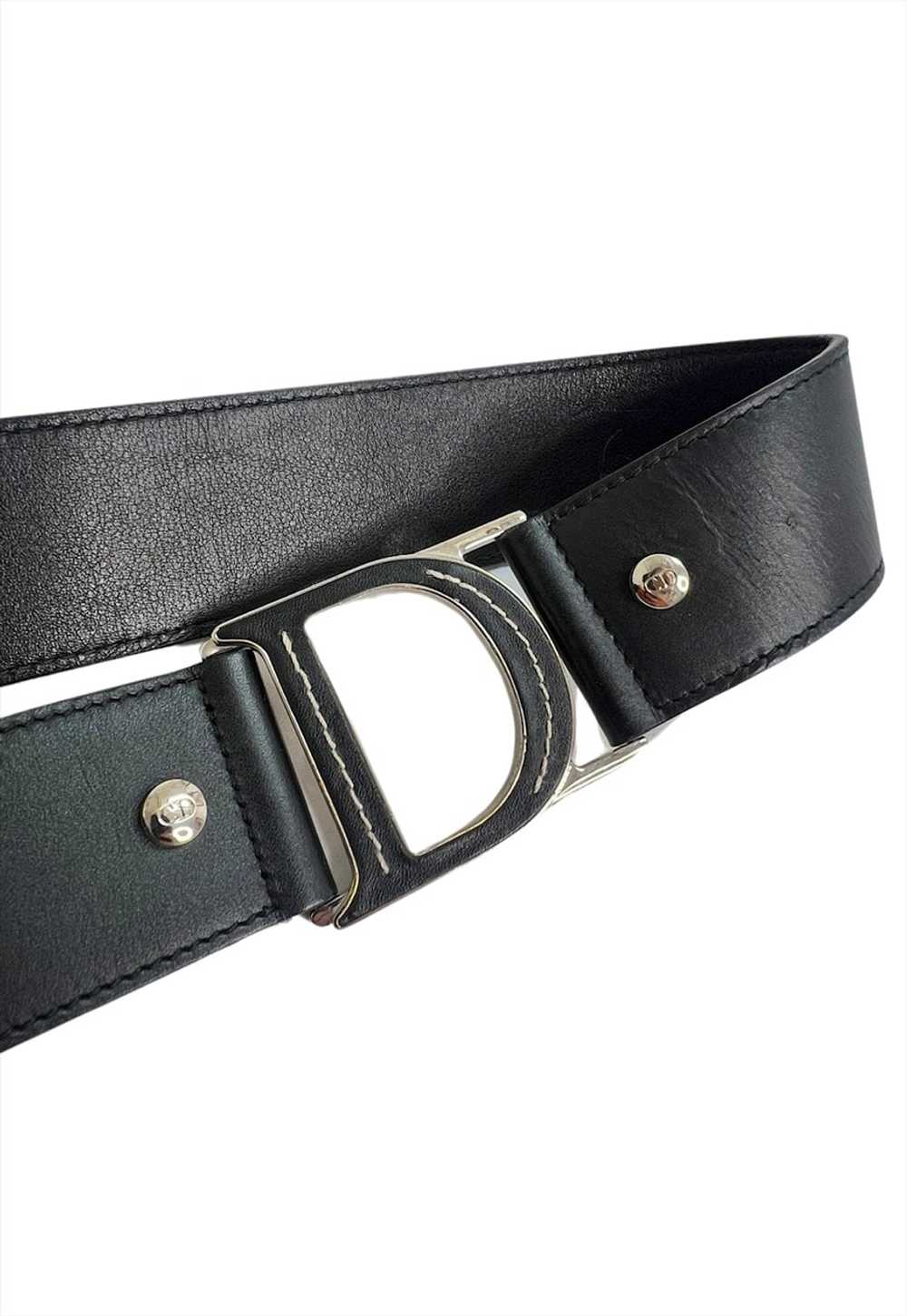 Christian Dior Belt Black Leather C D Buckle Logo… - image 4