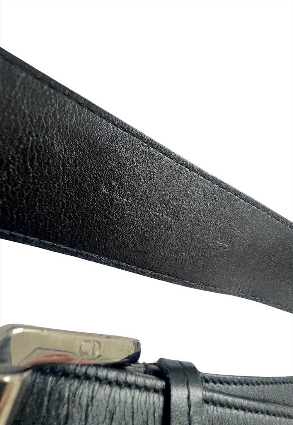 Christian Dior Belt Black Leather C D Buckle Logo… - image 5