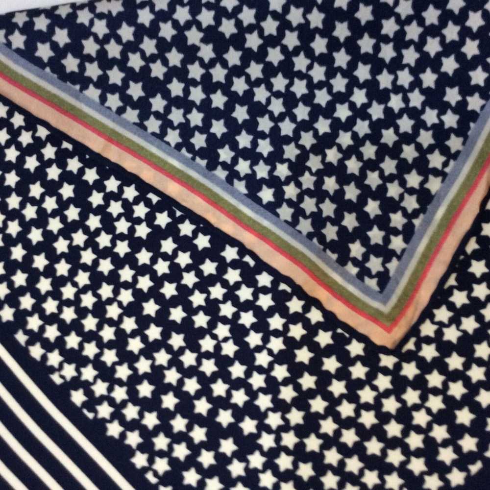 Designer BEAUTIFUL Blue Geometric Silk Scarf "20/… - image 4