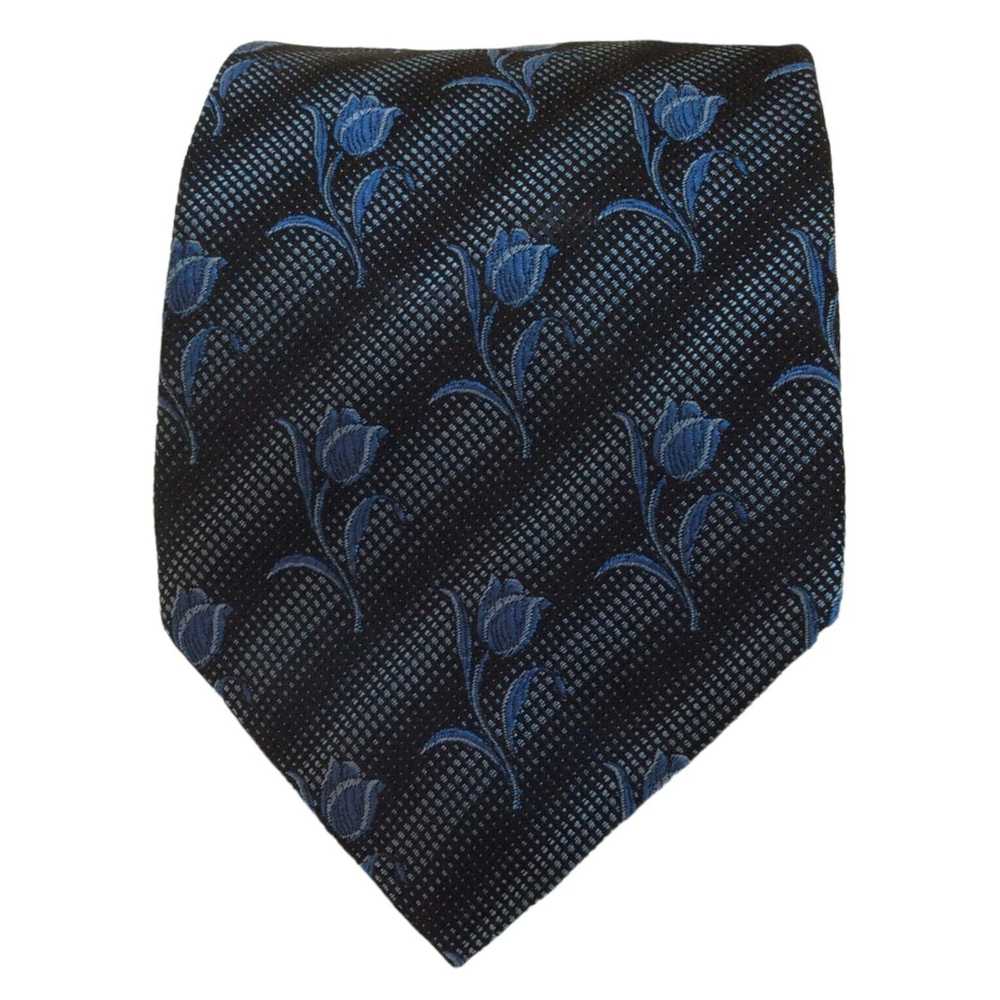 Kenzo KENZO HOMME Gray Striped Floral Tie Silk 57… - image 1