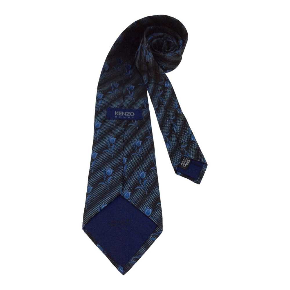 Kenzo KENZO HOMME Gray Striped Floral Tie Silk 57… - image 2