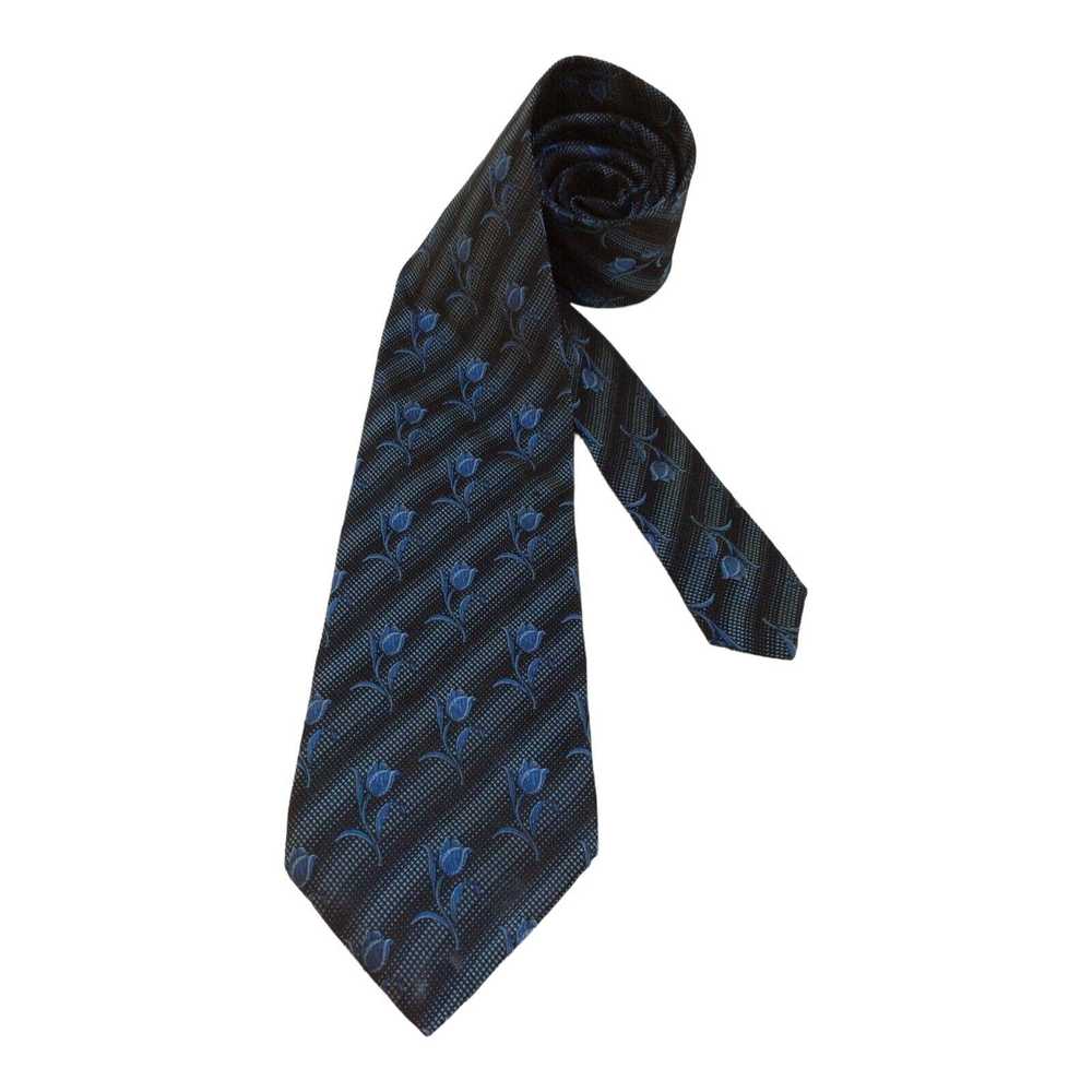 Kenzo KENZO HOMME Gray Striped Floral Tie Silk 57… - image 3