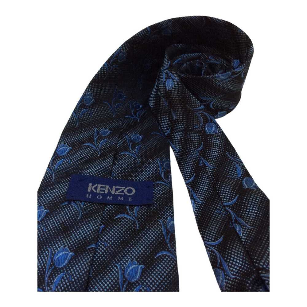 Kenzo KENZO HOMME Gray Striped Floral Tie Silk 57… - image 4