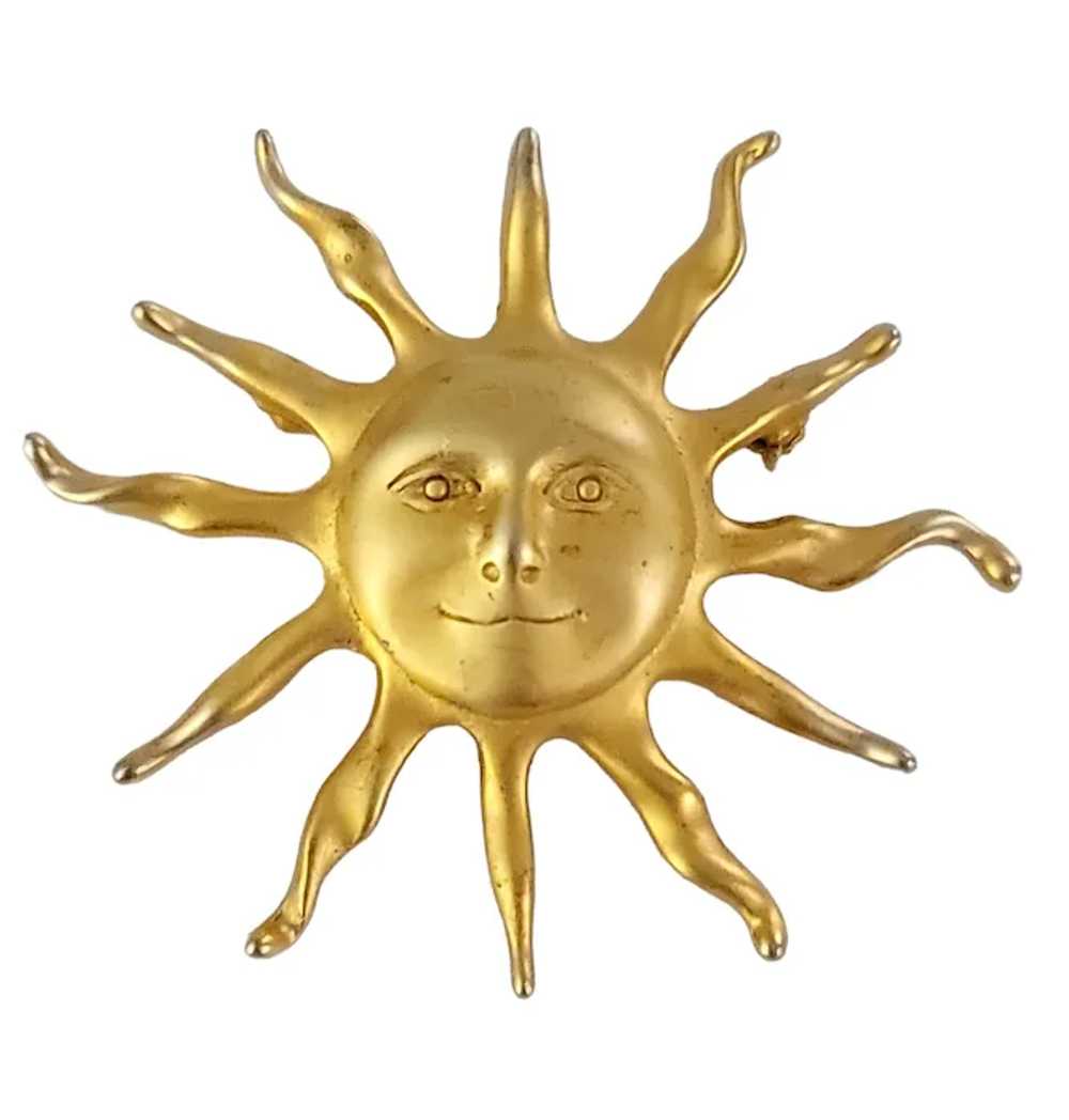 LR Lady Remington Gold Tone Smiling Sun Face Broo… - image 7