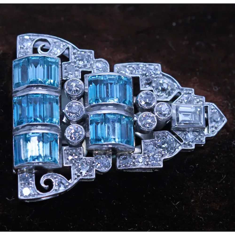 Art Deco Pair Dress Clips Brooch Convertible Plat… - image 3