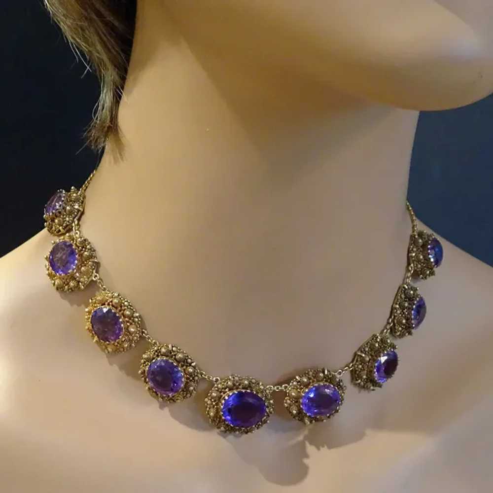 Antique Georgian Necklace Gold Amethyst Cannetill… - image 2