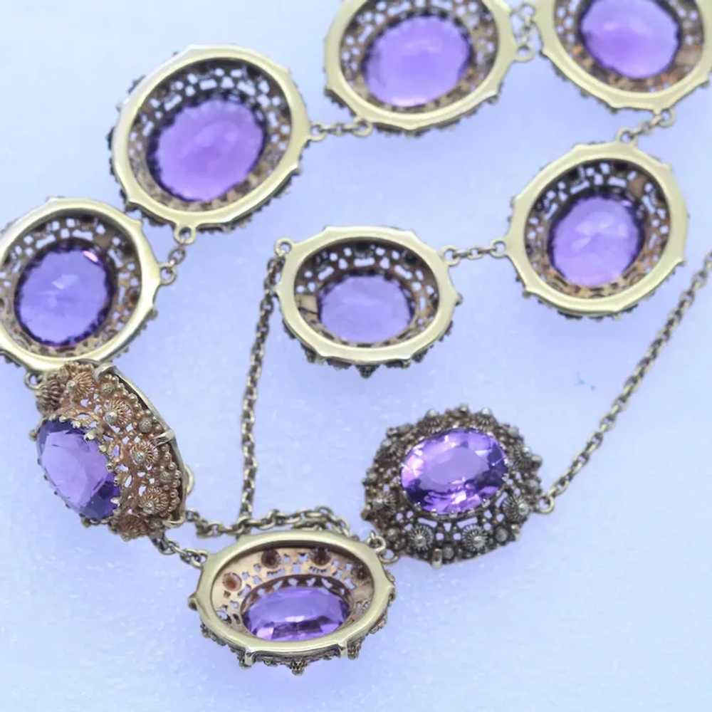 Antique Georgian Necklace Gold Amethyst Cannetill… - image 4