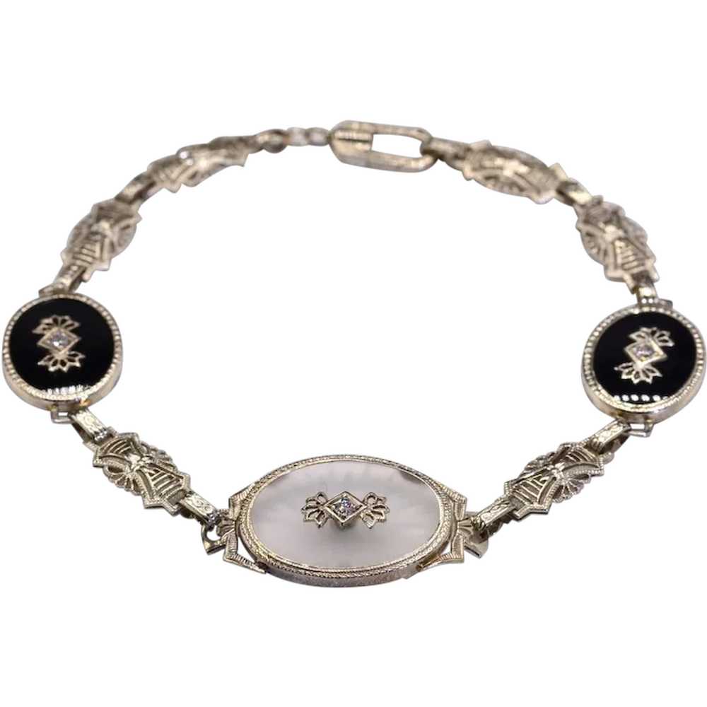 Antique Art Deco Camphor Glass Bracelet set with … - image 1