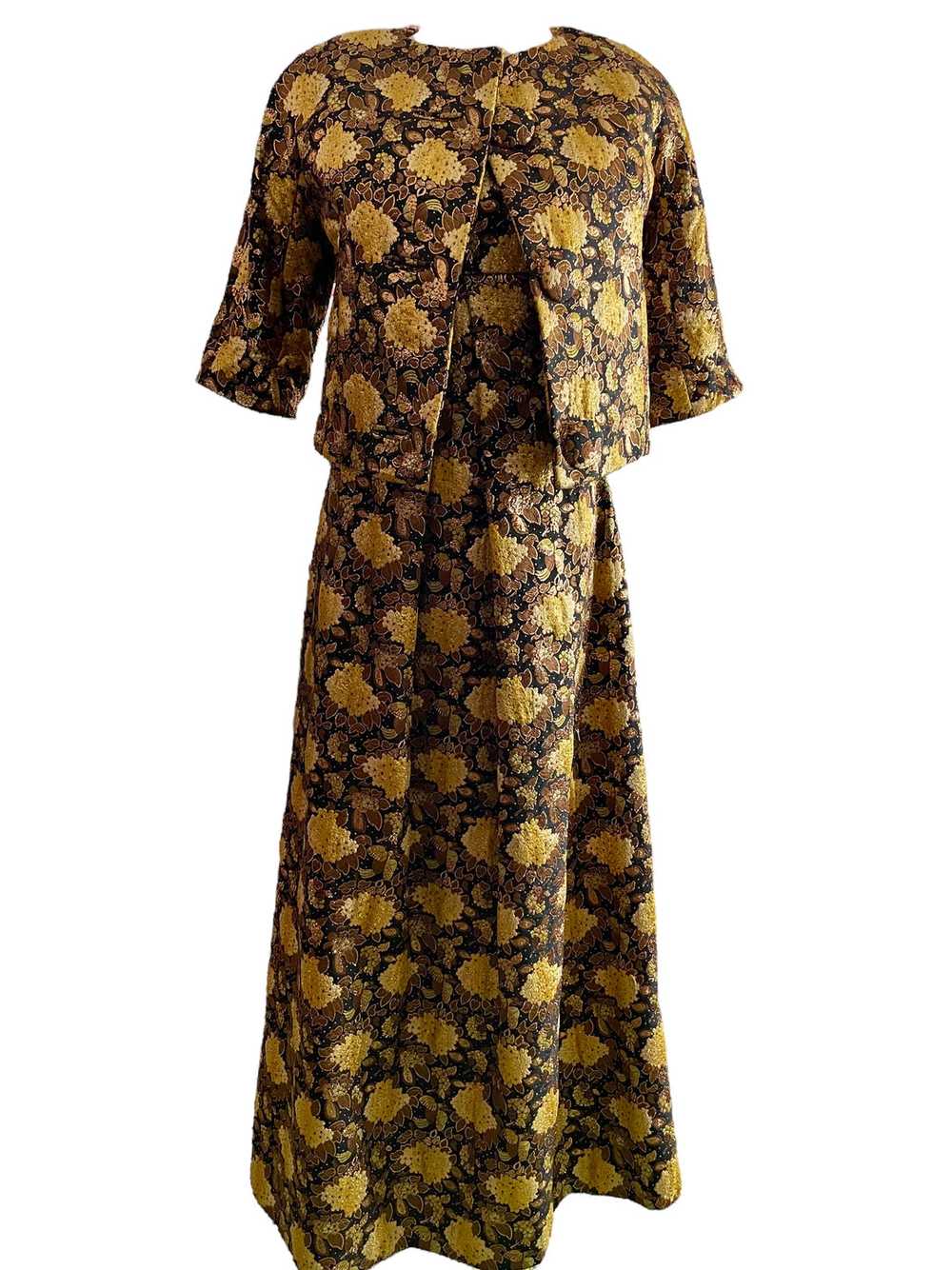 Brocade Floral Gown with Matching Jacket - image 1