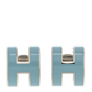 HERMES Palladium Lacquered Mini Pop H Earrings Cel