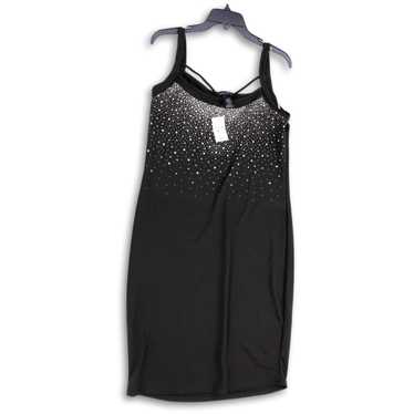 NWT Womens Black Silver Studded Sequins Knee Leng… - image 1