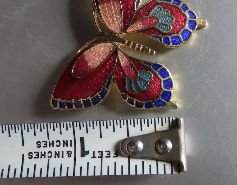 Vintage Blue Red Cloisonne Enamel Butterfly Insec… - image 5