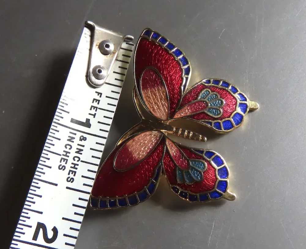 Vintage Blue Red Cloisonne Enamel Butterfly Insec… - image 6