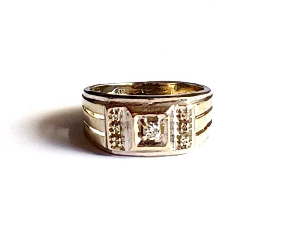 Antique Men's Diamond & 14K White Gold Ring / Wed… - image 2