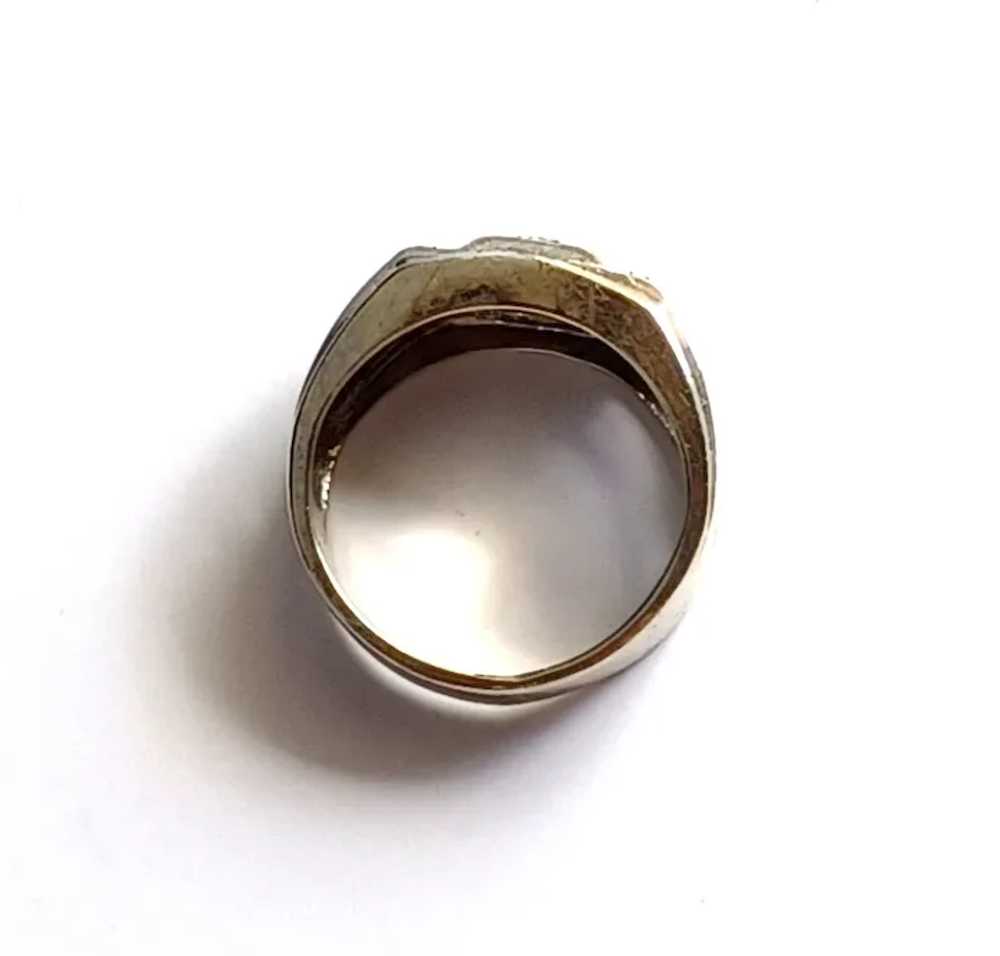 Antique Men's Diamond & 14K White Gold Ring / Wed… - image 5