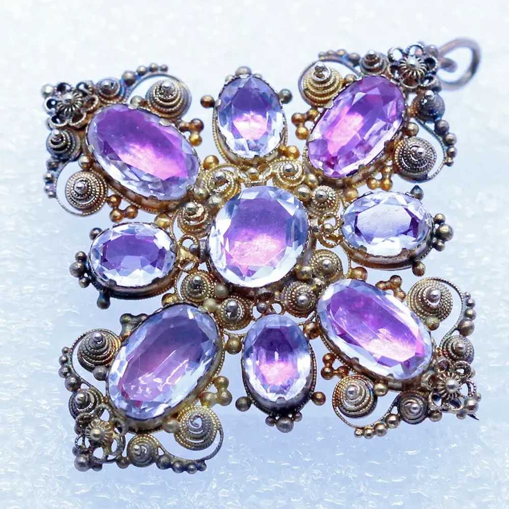 Antique Georgian Earrings Brooch Pendant Set Gold… - image 3