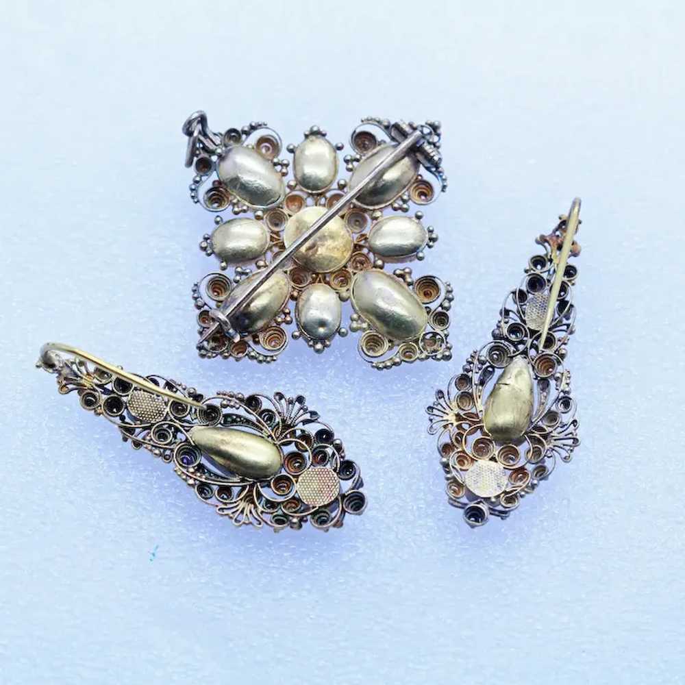 Antique Georgian Earrings Brooch Pendant Set Gold… - image 4