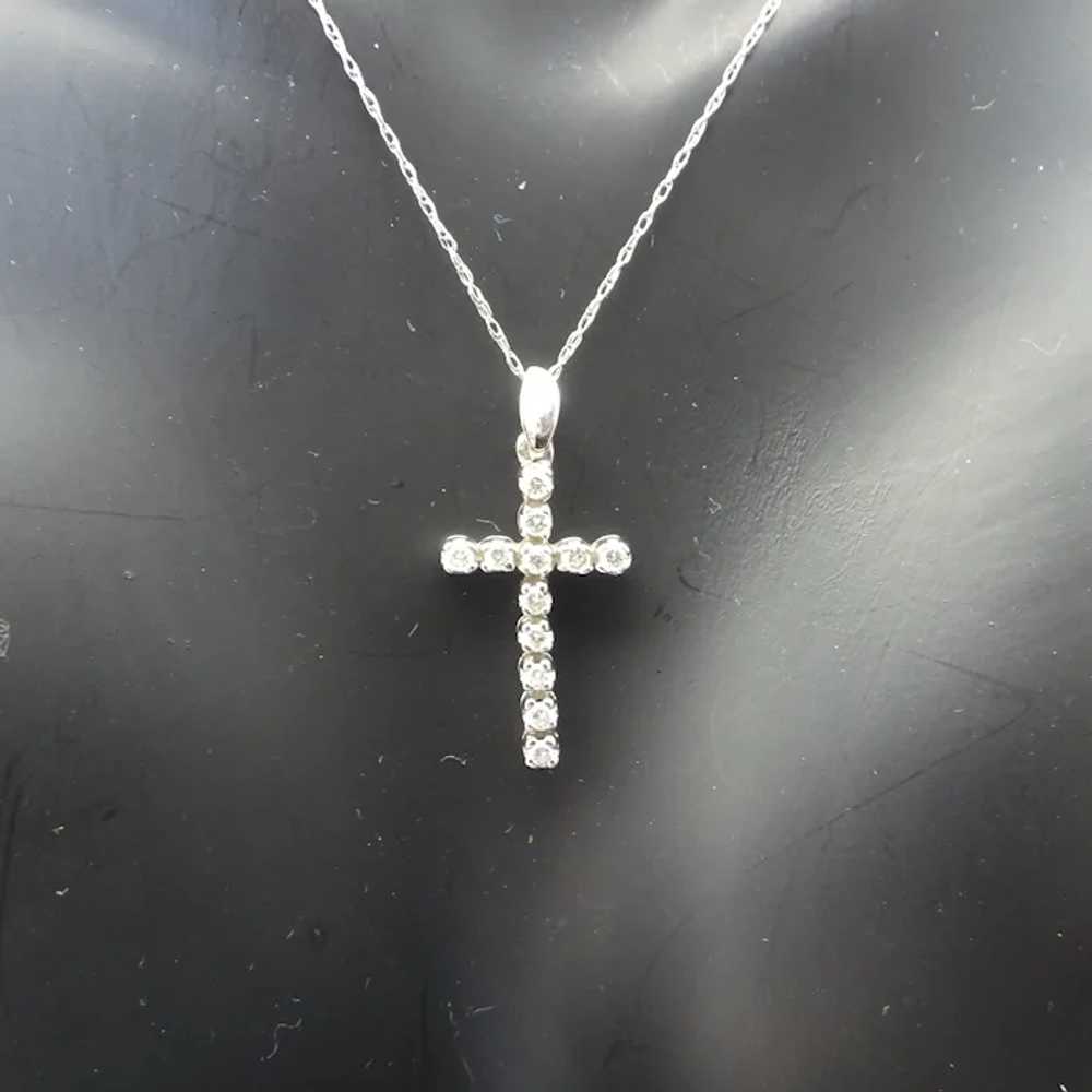 1960s Diamond Cross Pendant, Eighteen Carat White… - image 10