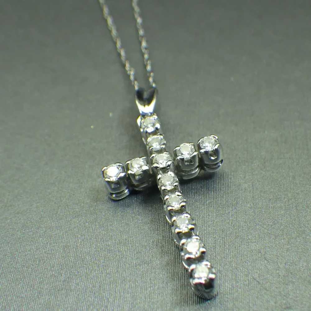 1960s Diamond Cross Pendant, Eighteen Carat White… - image 2