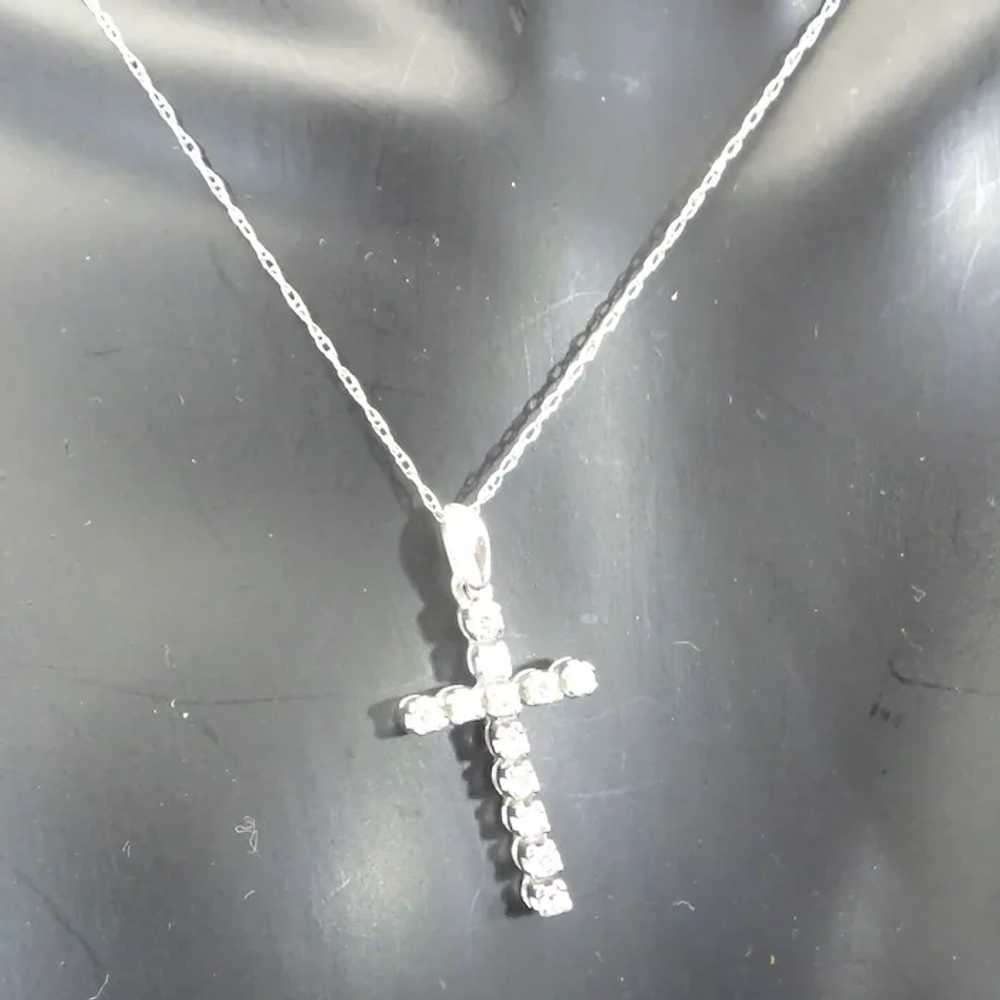 1960s Diamond Cross Pendant, Eighteen Carat White… - image 3