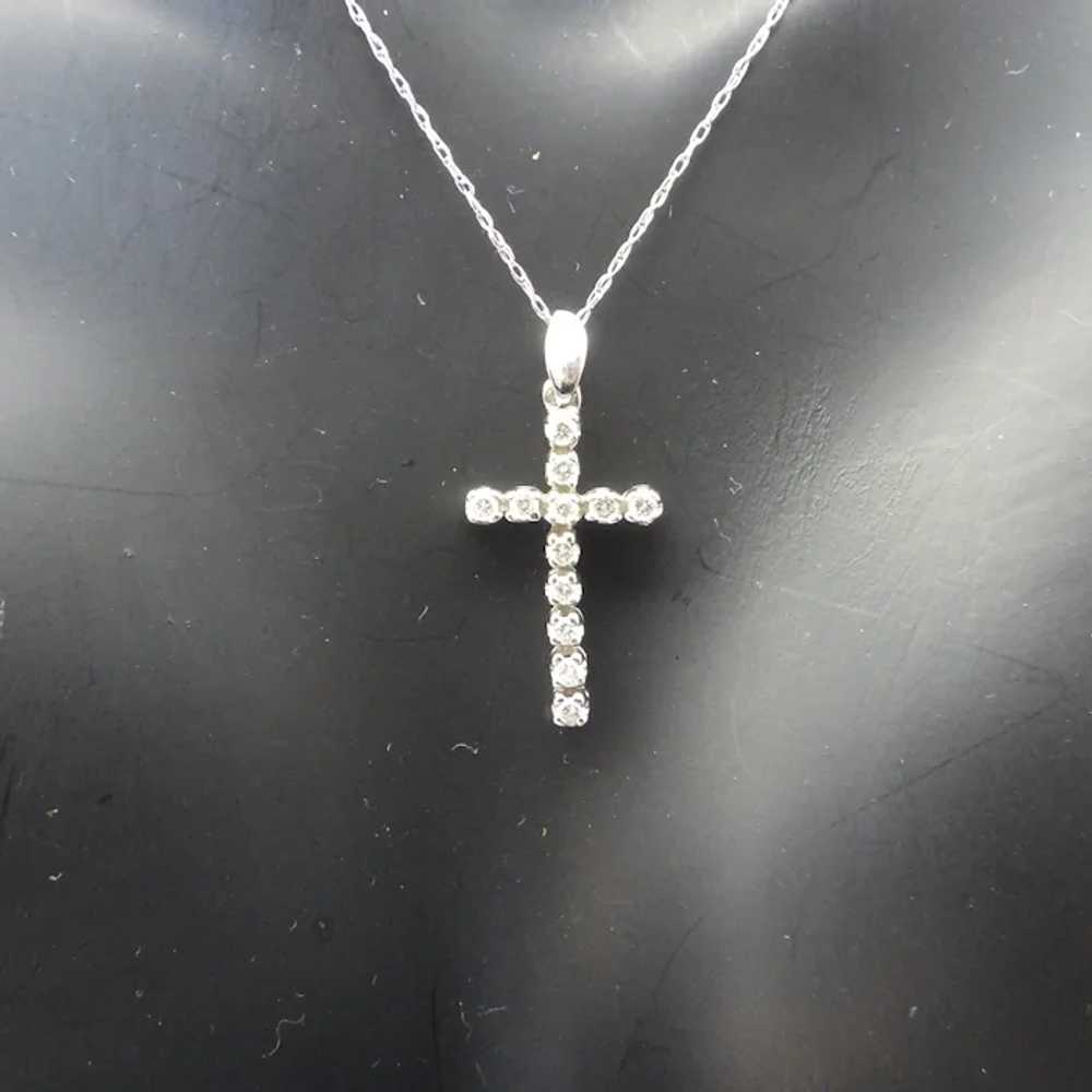 1960s Diamond Cross Pendant, Eighteen Carat White… - image 7