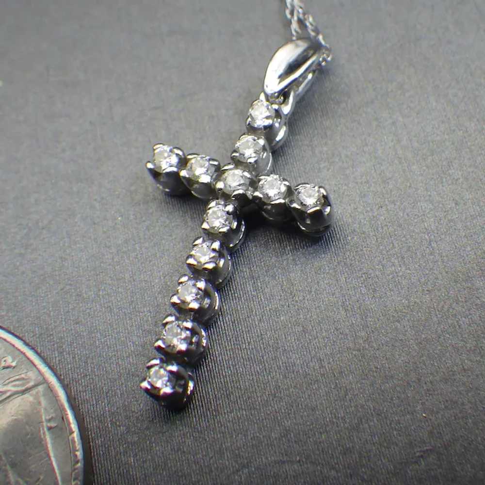 1960s Diamond Cross Pendant, Eighteen Carat White… - image 8