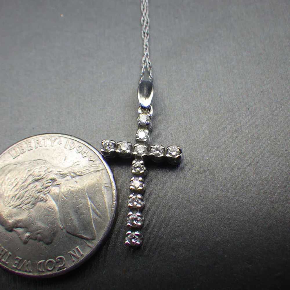 1960s Diamond Cross Pendant, Eighteen Carat White… - image 9