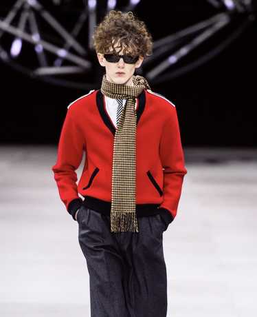 Celine × Hedi Slimane Red “Teddy” Cardigan with E… - image 1