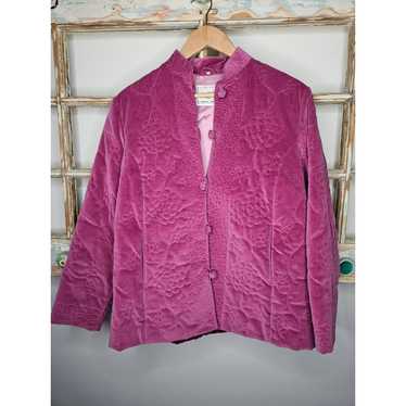 peony Vintage 70's Peony Velour Jacket with embro… - image 1