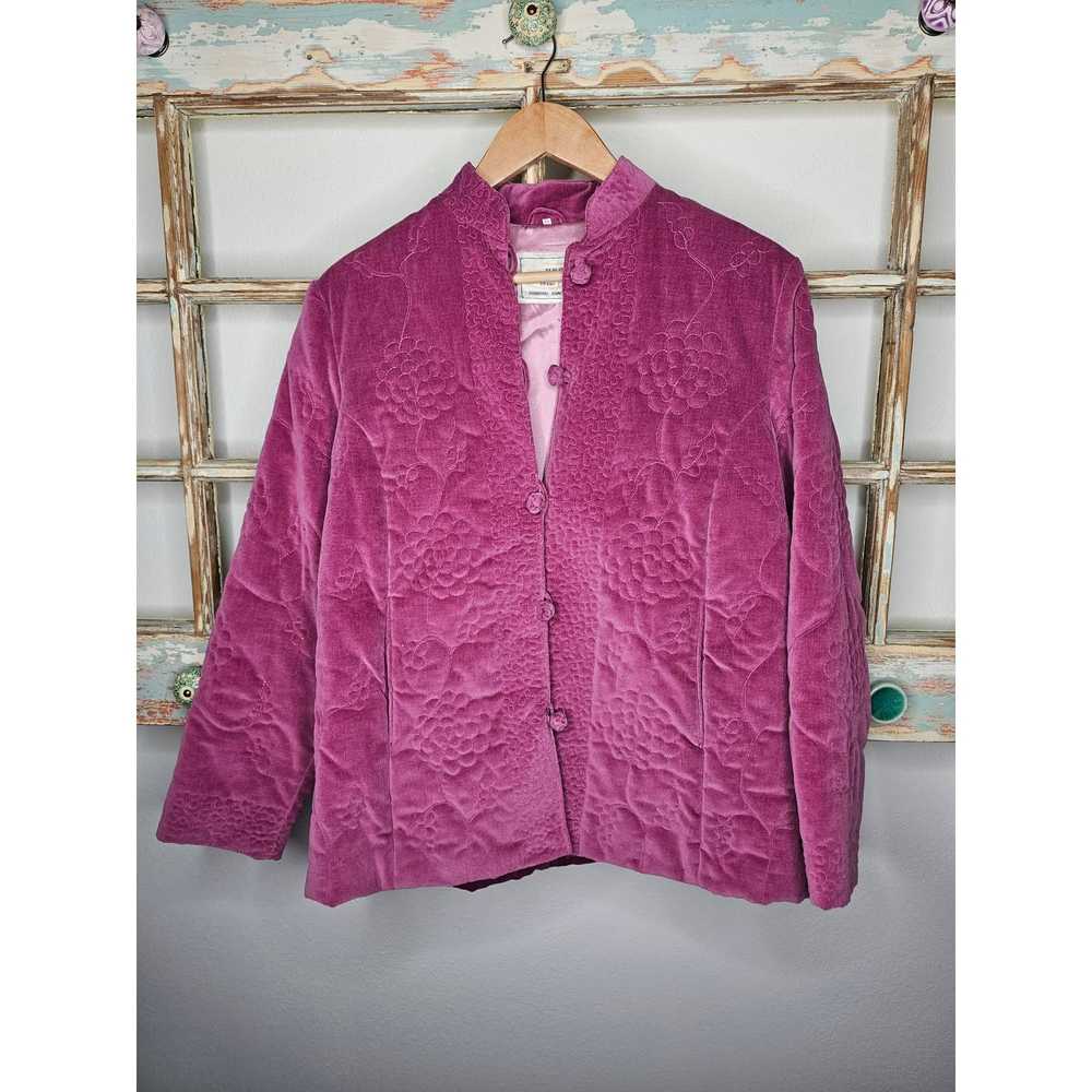 peony Vintage 70's Peony Velour Jacket with embro… - image 2