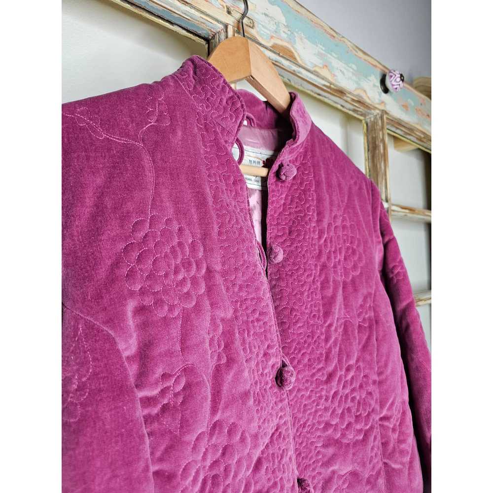 peony Vintage 70's Peony Velour Jacket with embro… - image 6