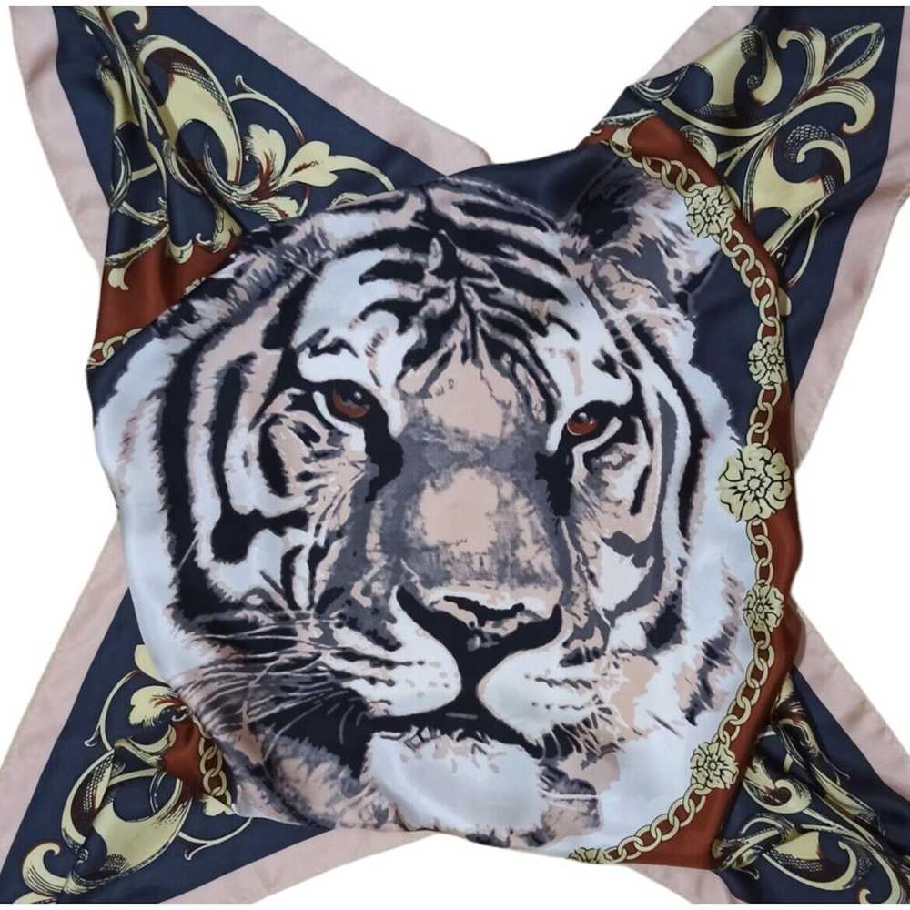 Designer SEASON WIND Baroque Tiger Face Silk Scar… - image 12