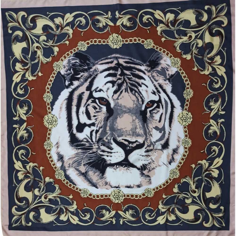 Designer SEASON WIND Baroque Tiger Face Silk Scar… - image 3