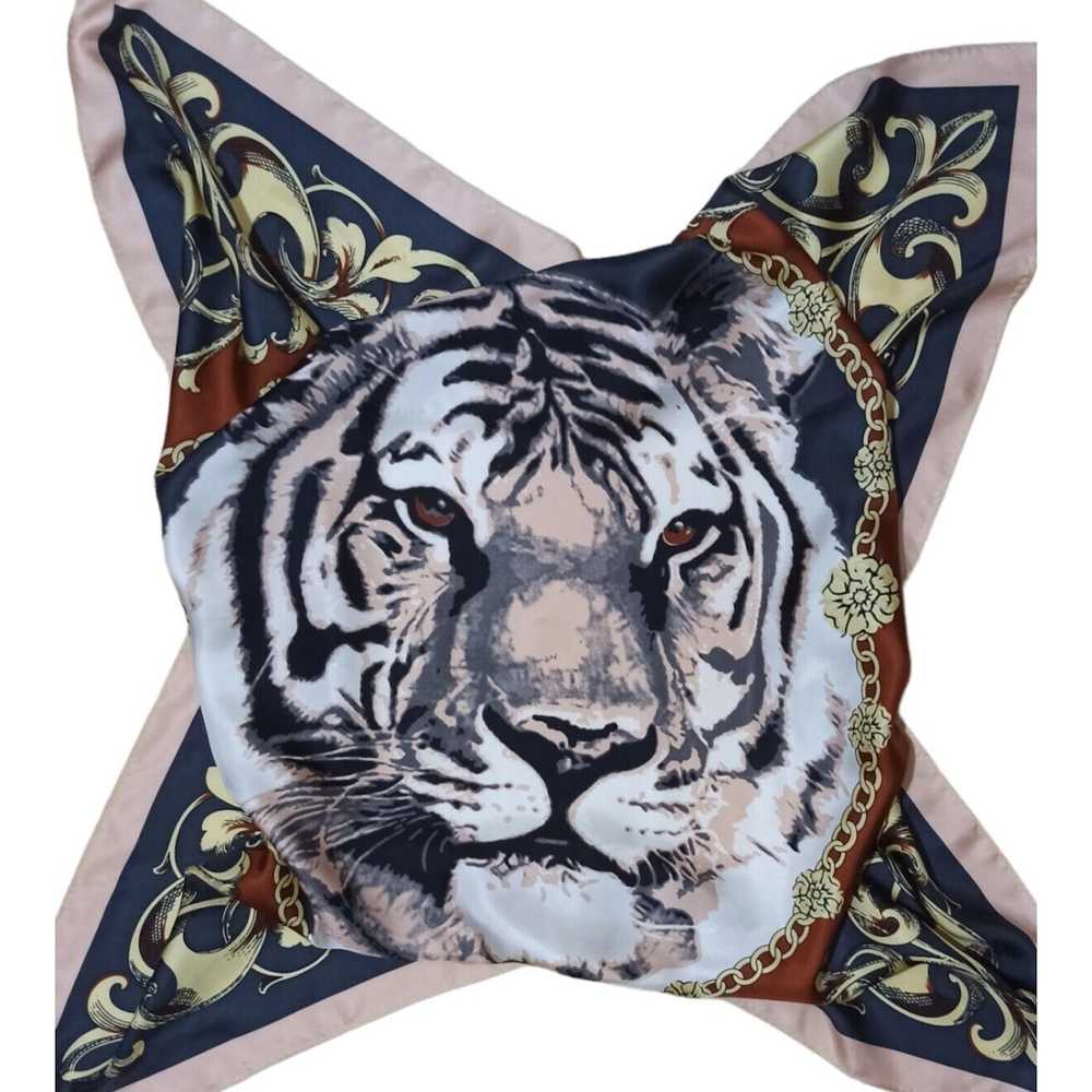 Designer SEASON WIND Baroque Tiger Face Silk Scar… - image 6