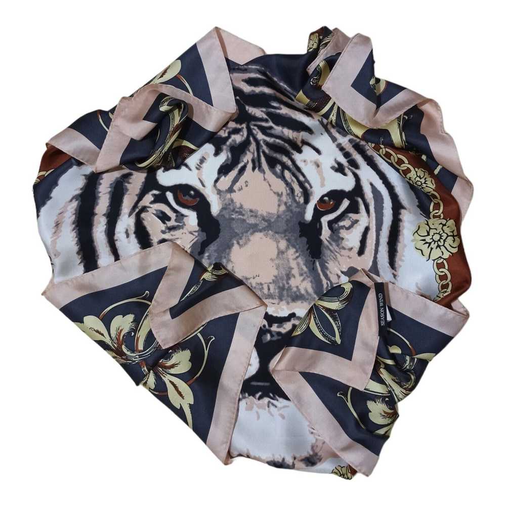 Designer SEASON WIND Baroque Tiger Face Silk Scar… - image 7