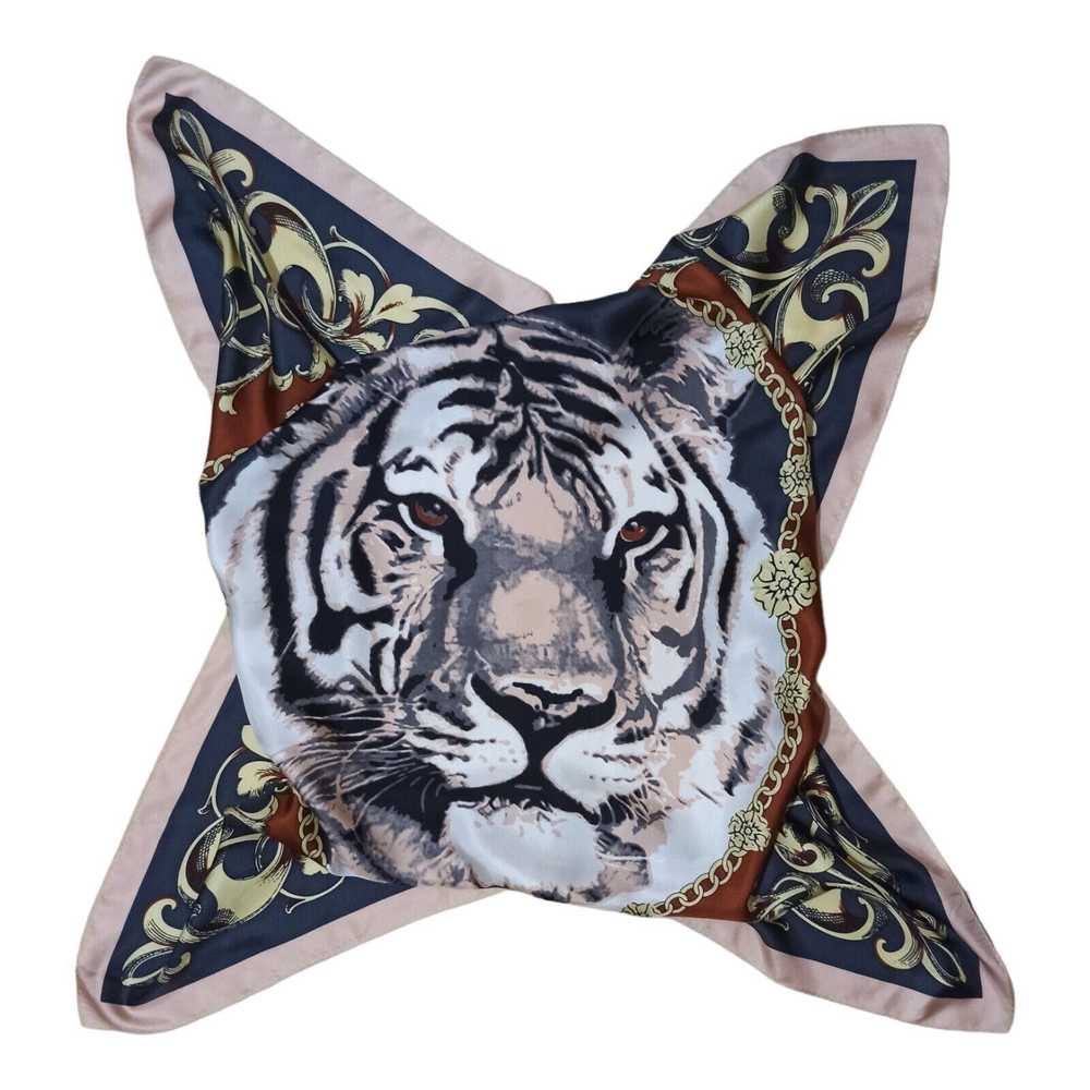 Designer SEASON WIND Baroque Tiger Face Silk Scar… - image 9