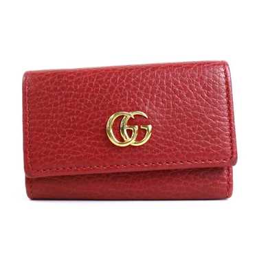 GUCCI Leather Key Case holder GG Marmont 6 Key Loops Pink Logo Authentic