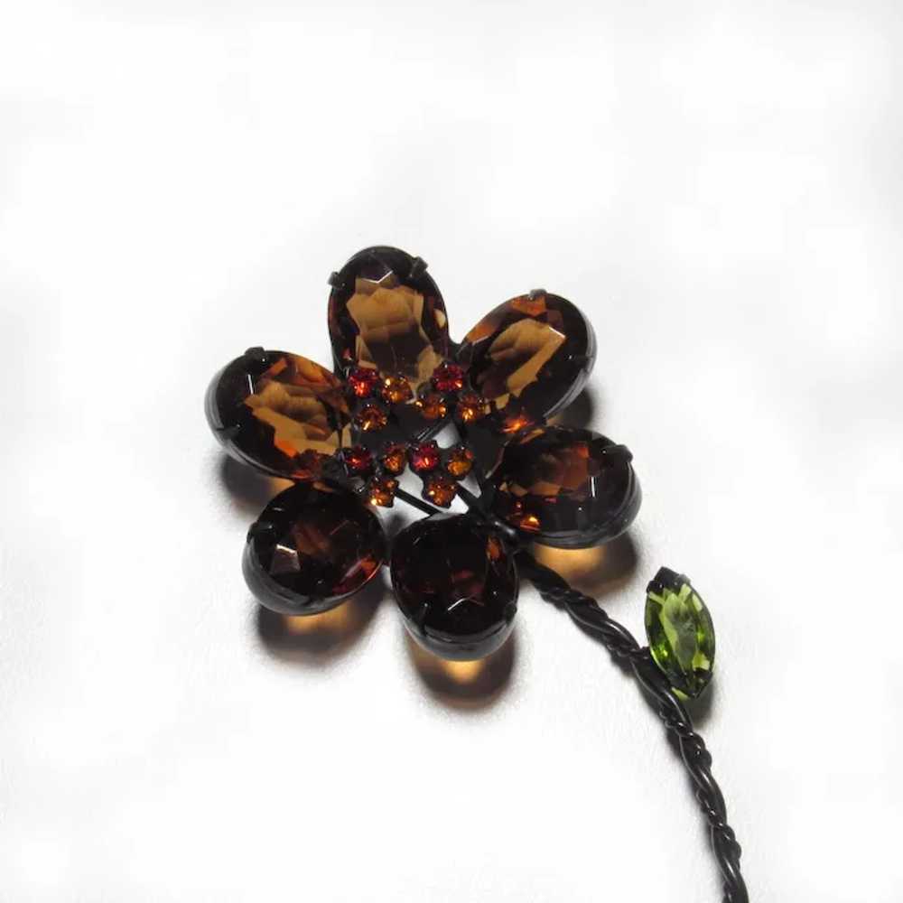 Vintage Schreiner Flower Brooch - image 4