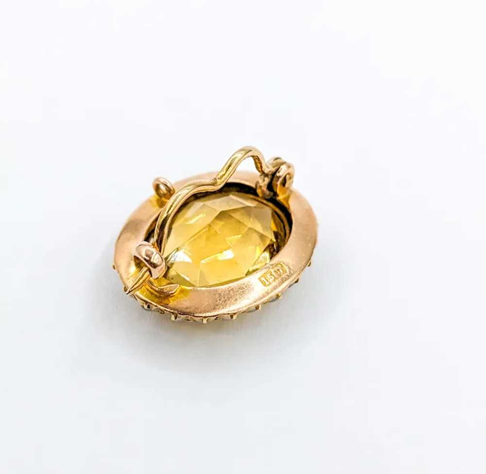 Antique 15k Oval Citrine & Seed Pearl Pin Brooch - image 4