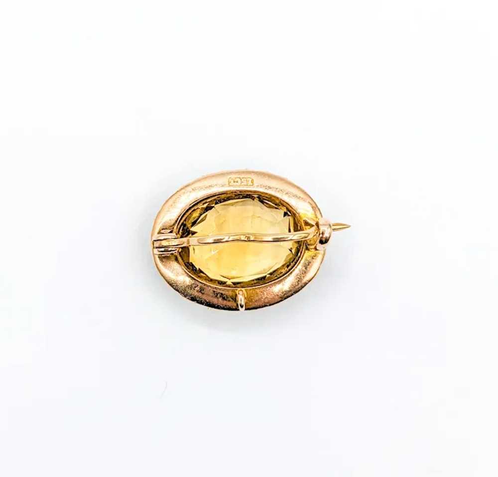 Antique 15k Oval Citrine & Seed Pearl Pin Brooch - image 5