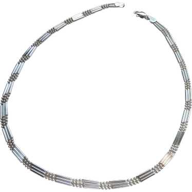 Sterling Silver 925 3-Strand "Dots & Dashes" Neck… - image 1