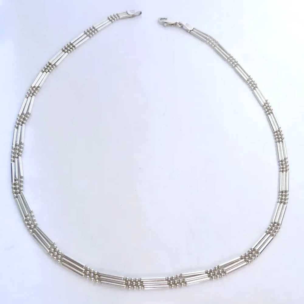 Sterling Silver 925 3-Strand "Dots & Dashes" Neck… - image 9