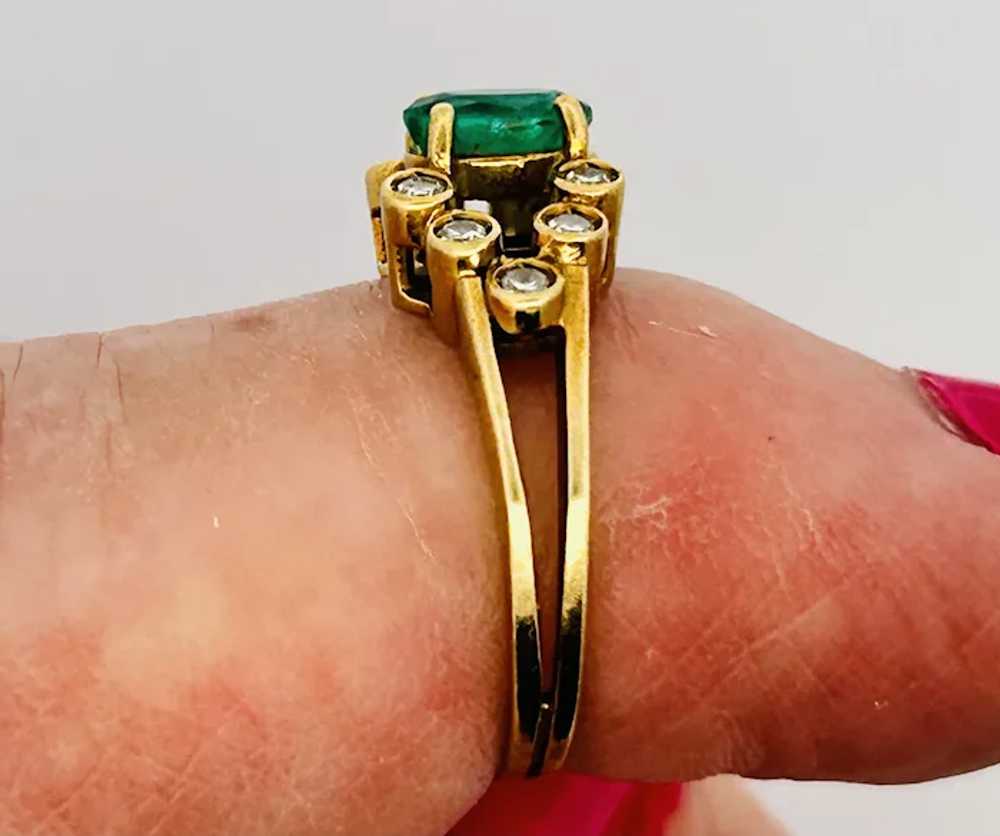 Vintage Estate Emerald & Diamond Ring 14K - image 4