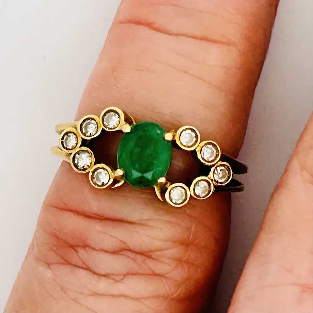 Vintage Estate Emerald & Diamond Ring 14K - image 5