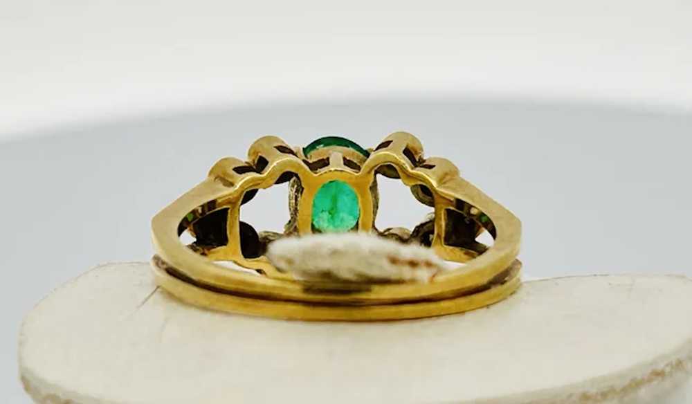 Vintage Estate Emerald & Diamond Ring 14K - image 6
